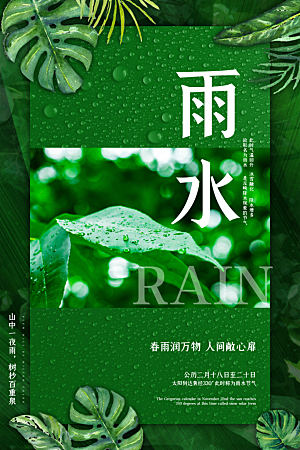 质感雨水节气宣传海报