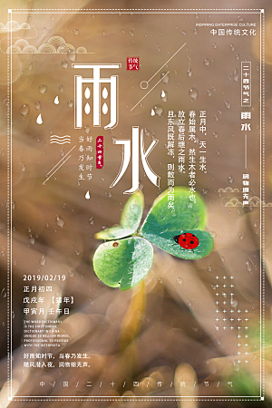 高档雨水节气宣传海报