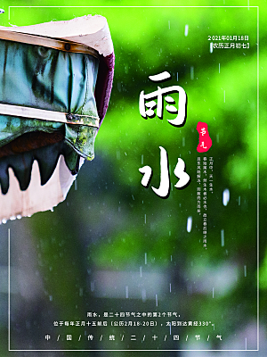 时尚雨水节气宣传海报