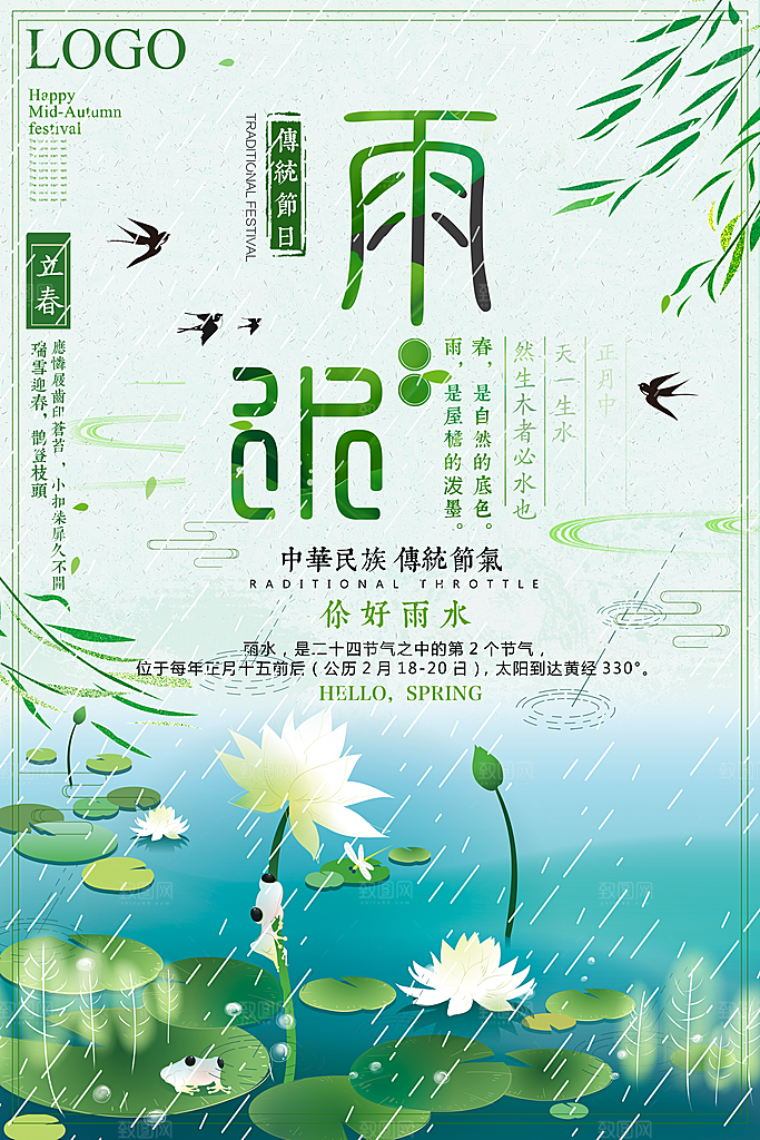 雨水节气宣传海报