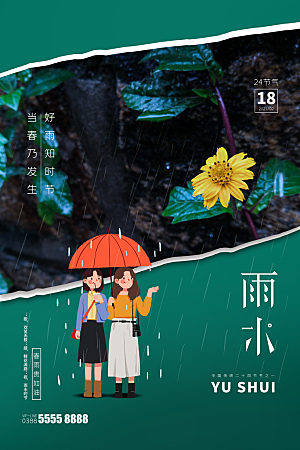 高端雨水节气宣传海报