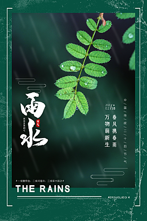 高端雨水节气宣传海报