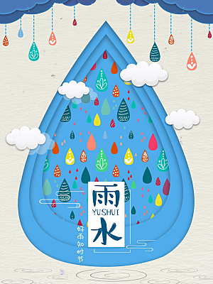 高档雨水节气宣传海报