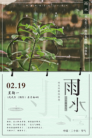 高档雨水节气宣传海报