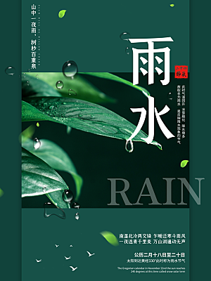 可爱雨水节气宣传海报