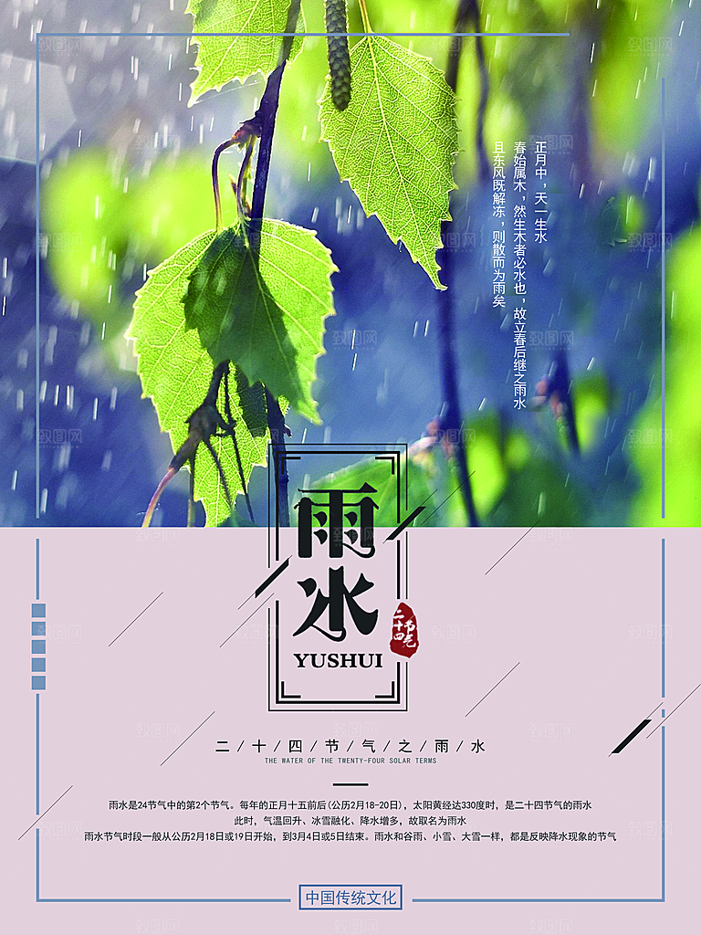 潮流雨水节气宣传海报