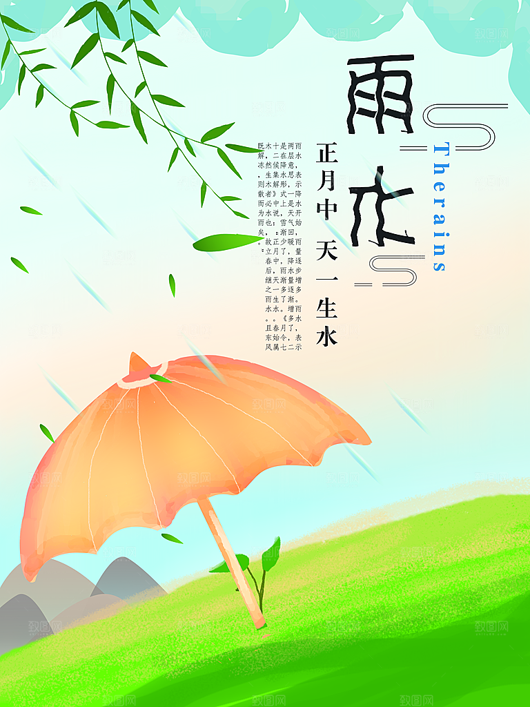 炫彩雨水节气宣传海报