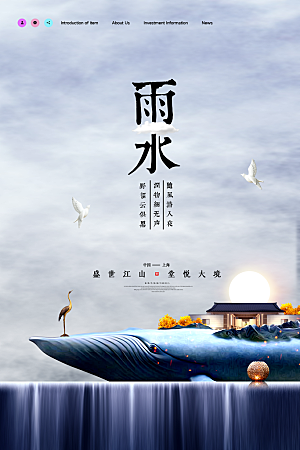 品质雨水节气宣传海报