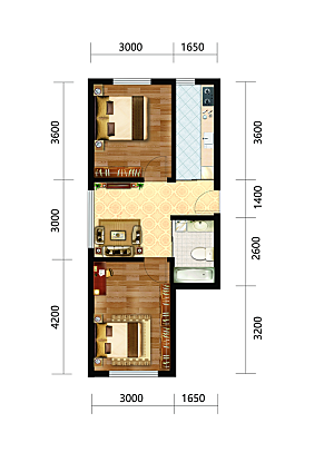 两室一厅西明厅创意房地产户型图设计