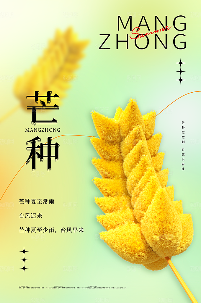 创意二十四节气芒种节日宣传主题海报
