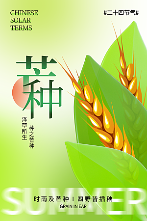 创意二十四节气芒种节日宣传主题海报
