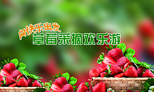 草莓采摘节农家乐创意海报