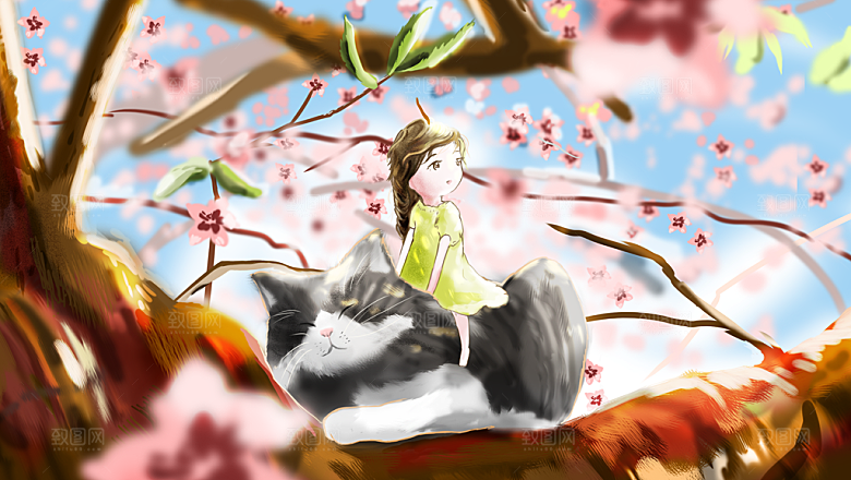 旅行游玩观光插画海报模版