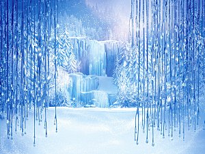 蓝色冬季雪景文化海报