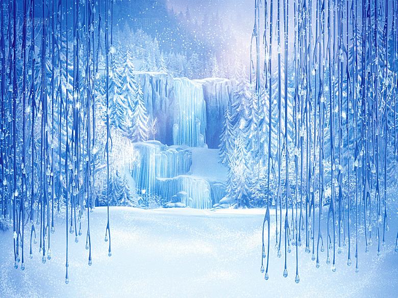 蓝色冬季雪景文化海报