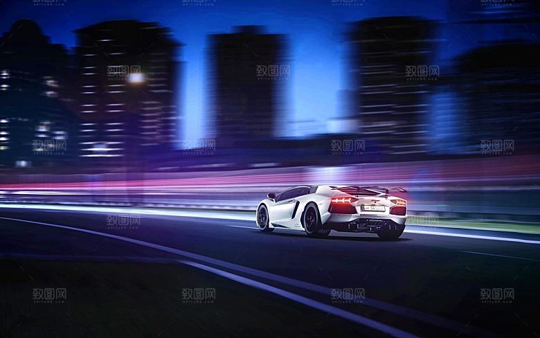 跑车敞篷豪车景色高清图片