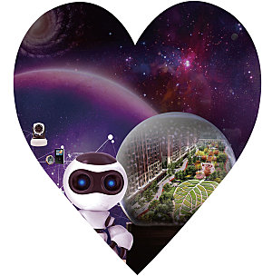 心形宇宙星光太空机器人海报贴