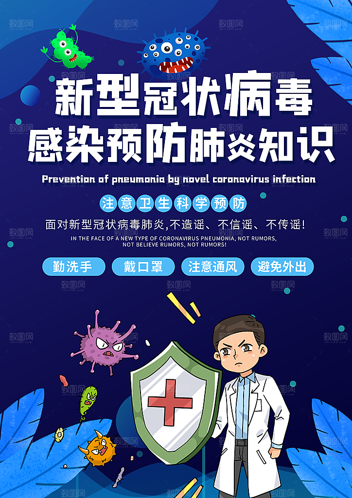 武汉疫情专题海报PSD模板