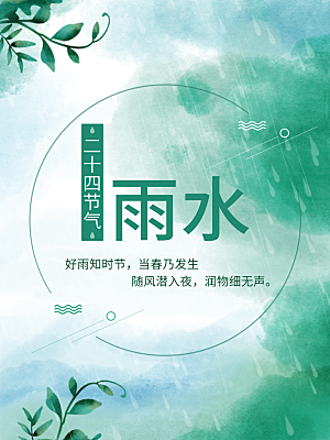 二十四节气中国风春天雨水节气海报