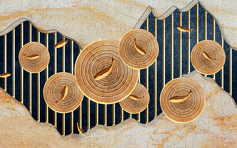 中国风复古背景墙背景画PSD模板