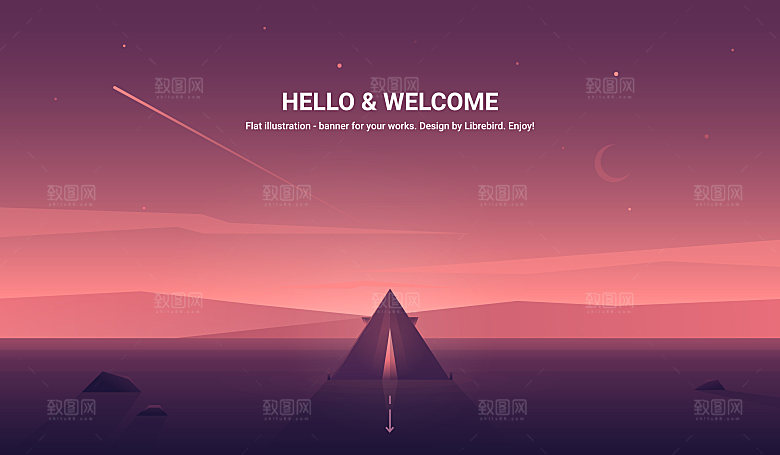 夜晚风景矢量游戏插画背景