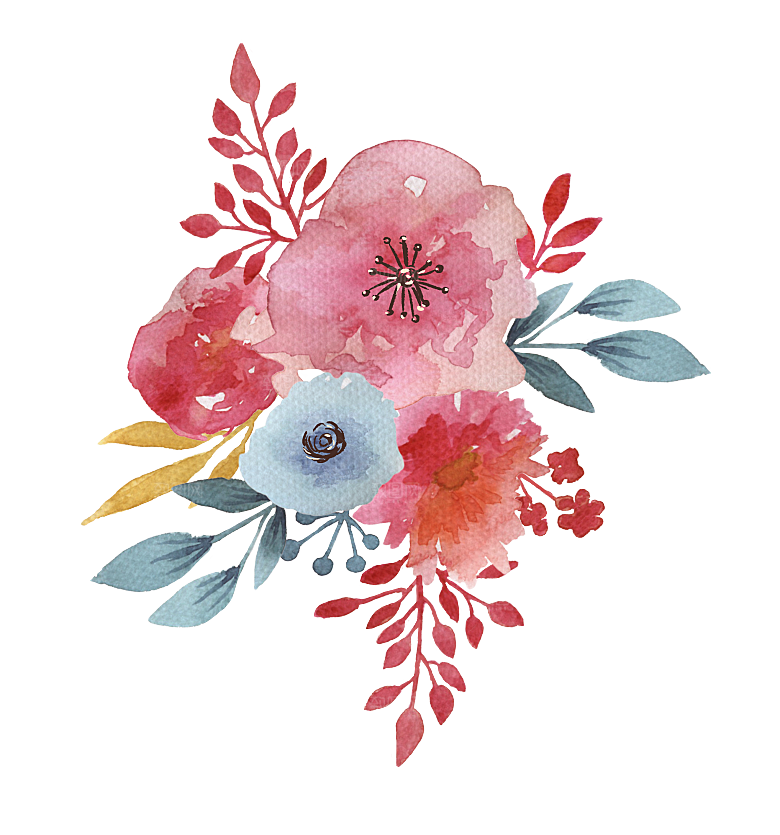手绘水彩花朵鲜花叶子