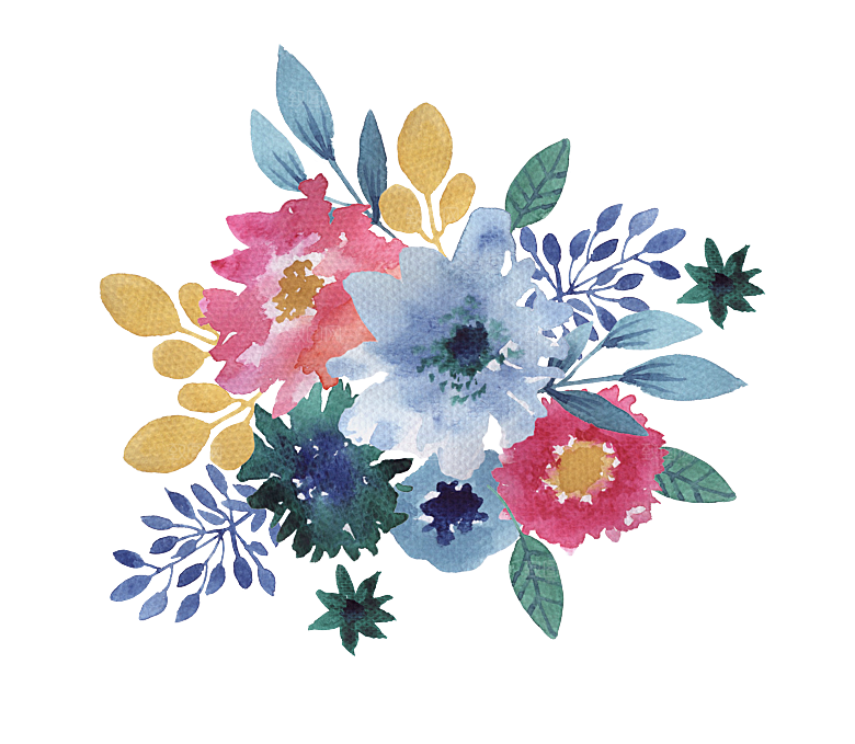 手绘水彩花朵鲜花叶子