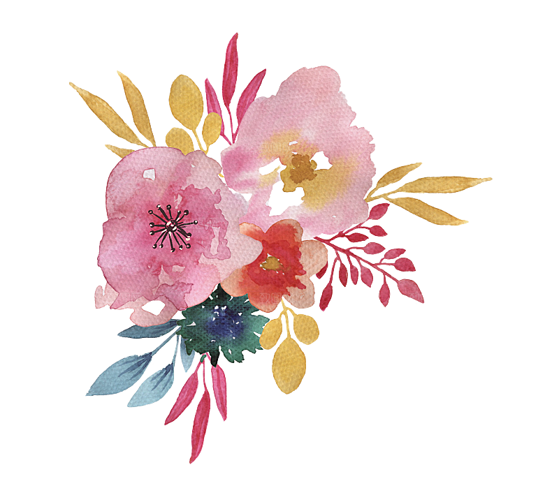 手绘水彩花朵鲜花叶子
