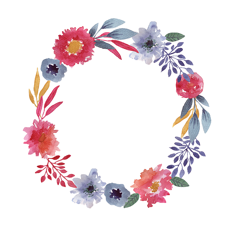 手绘水彩花朵鲜花叶子