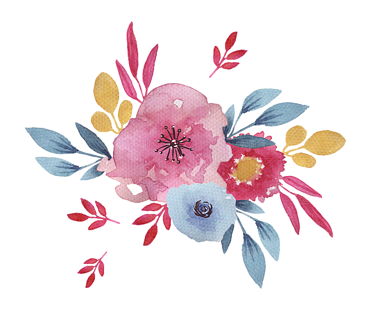 手绘水彩花朵鲜花叶子