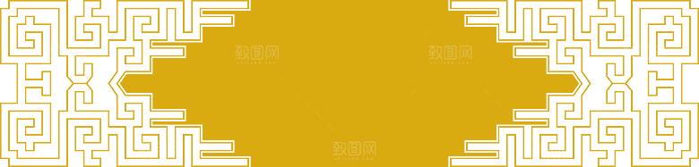 黄色花纹标题框边框素材