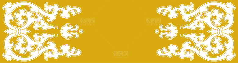 黄色花纹标题框边框素材