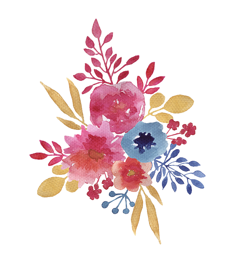 手绘水彩花朵鲜花叶子