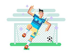 踢足球的男人插画素材