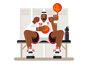 玩篮球的男人运动休闲人物插画素材