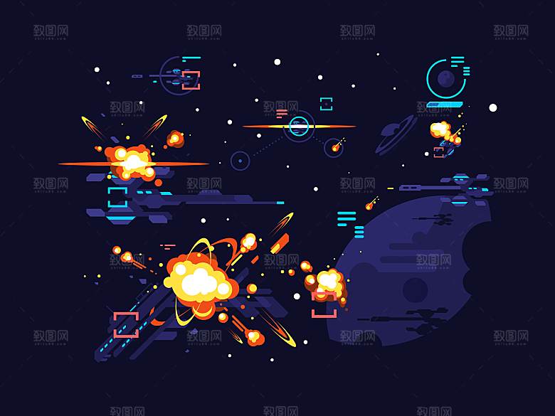 星空爆炸效果创意插画
