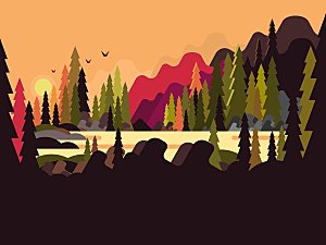 运动风景山林环境插画矢量素材