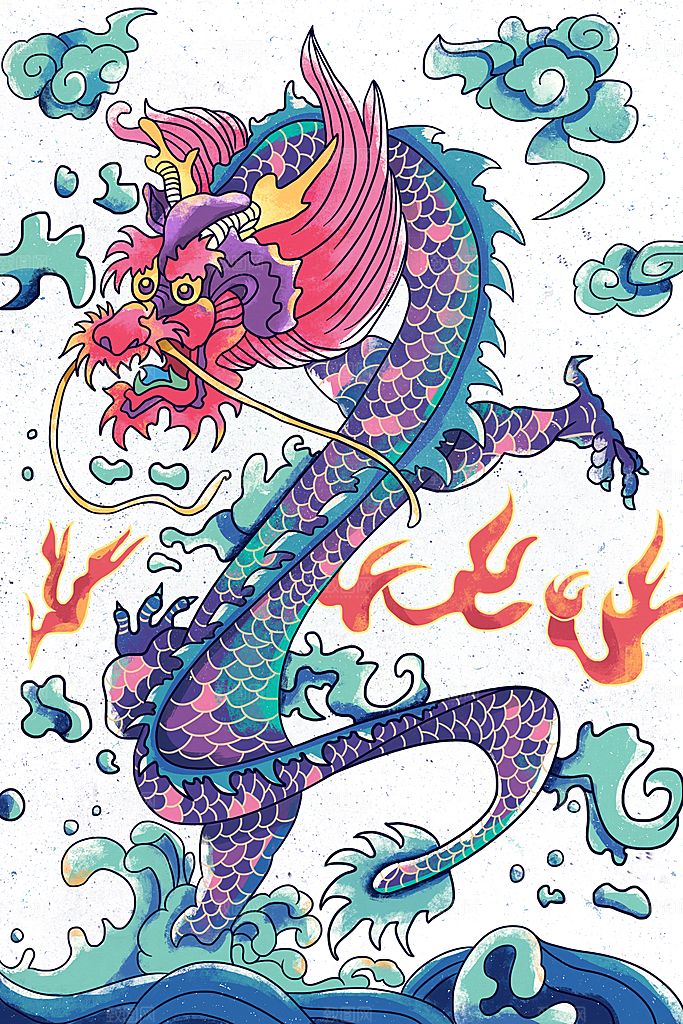 二月二龙抬头节日插画海报