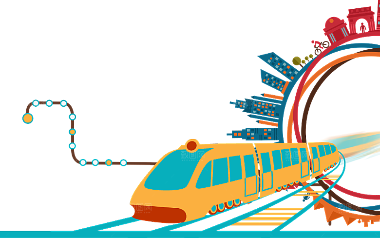 地铁火车高铁免扣插画元素
