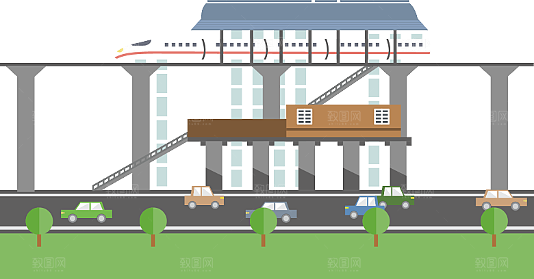 简约大气火车建筑高铁免扣素材