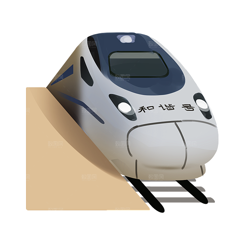 地铁火车高铁免扣插画元素