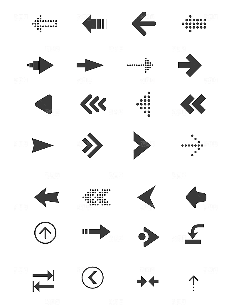 常用方向红色箭头指向性图标icon