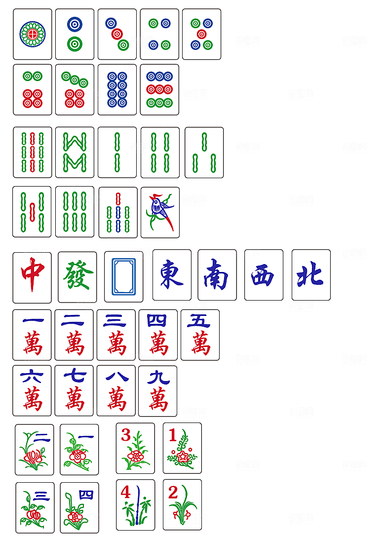 娱乐棋牌游戏麻将牌面花纹图案设计