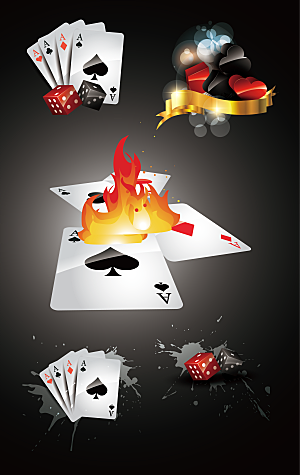 矢量游戏扑克牌创意手绘元素png