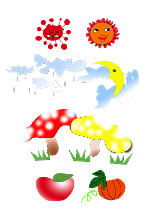 卡通手绘太阳蘑菇水果png素材