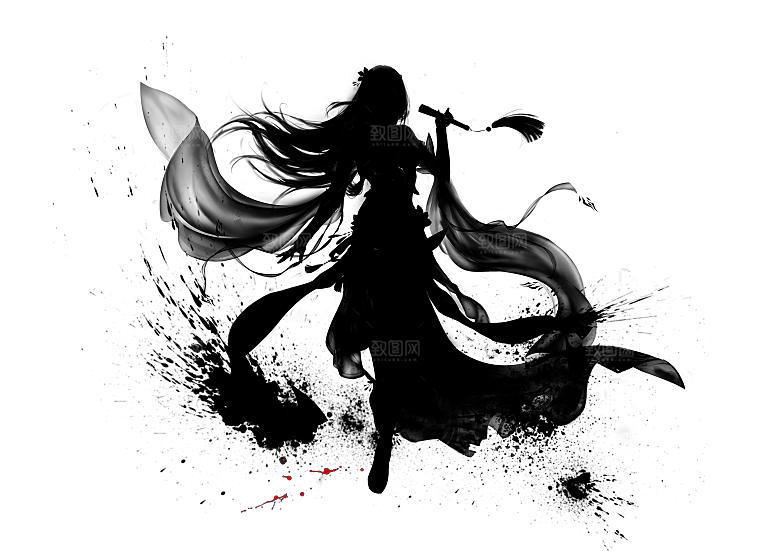 中国风水墨江湖侠客武侠人物手绘素材