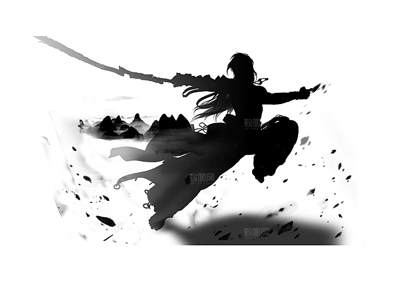 中国风水墨江湖侠客武侠人物手绘素材
