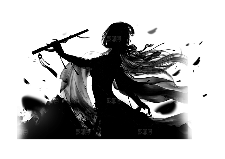 中国风水墨江湖侠客武侠人物手绘素材