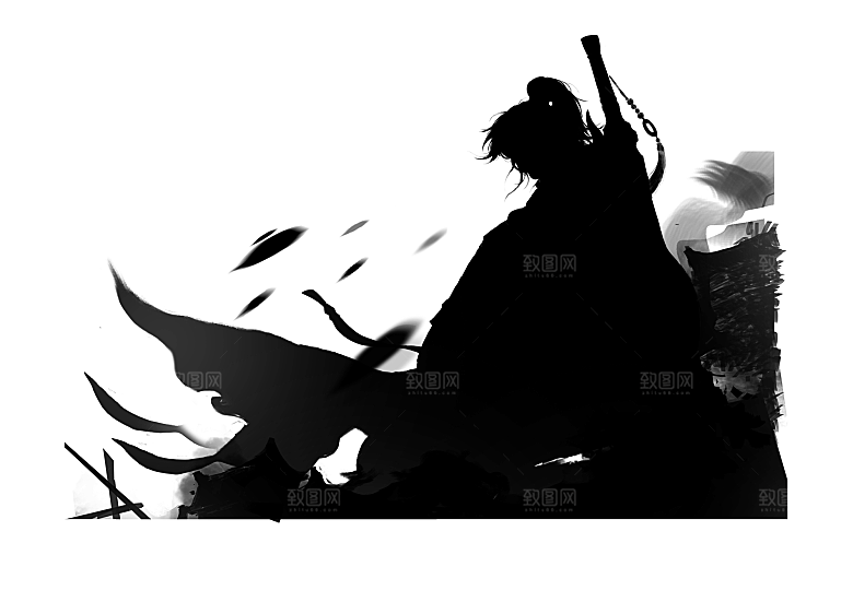 中国风水墨江湖侠客武侠人物手绘素材