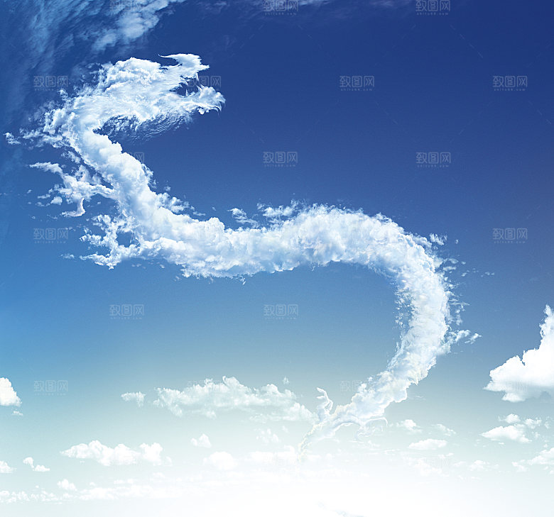 天空蓝色云朵龙素材